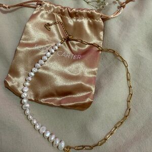 Brand New Louise Carter Pearl and Gold Chain Necklace